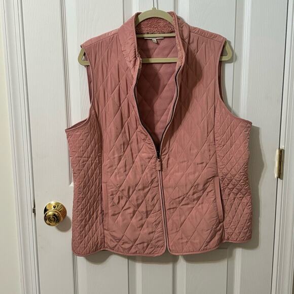 Talbots Jackets & Blazers - Talbots Women’s Quilted Soft Rose/Pink Fleece Lined Vest with Pockets - Size XL